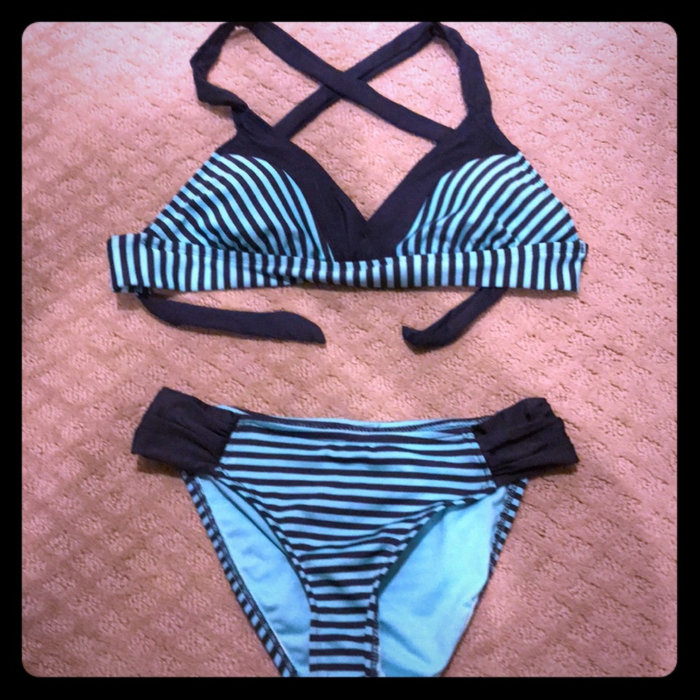 Teal Stripped Bikini